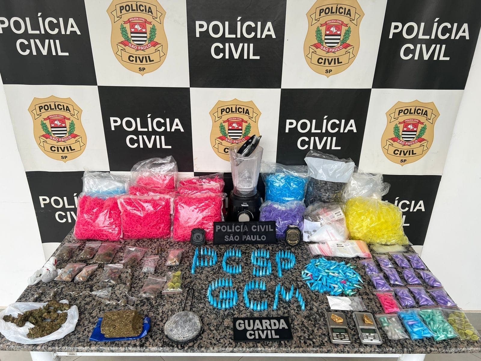 Material apreendido pela Polícia Civil