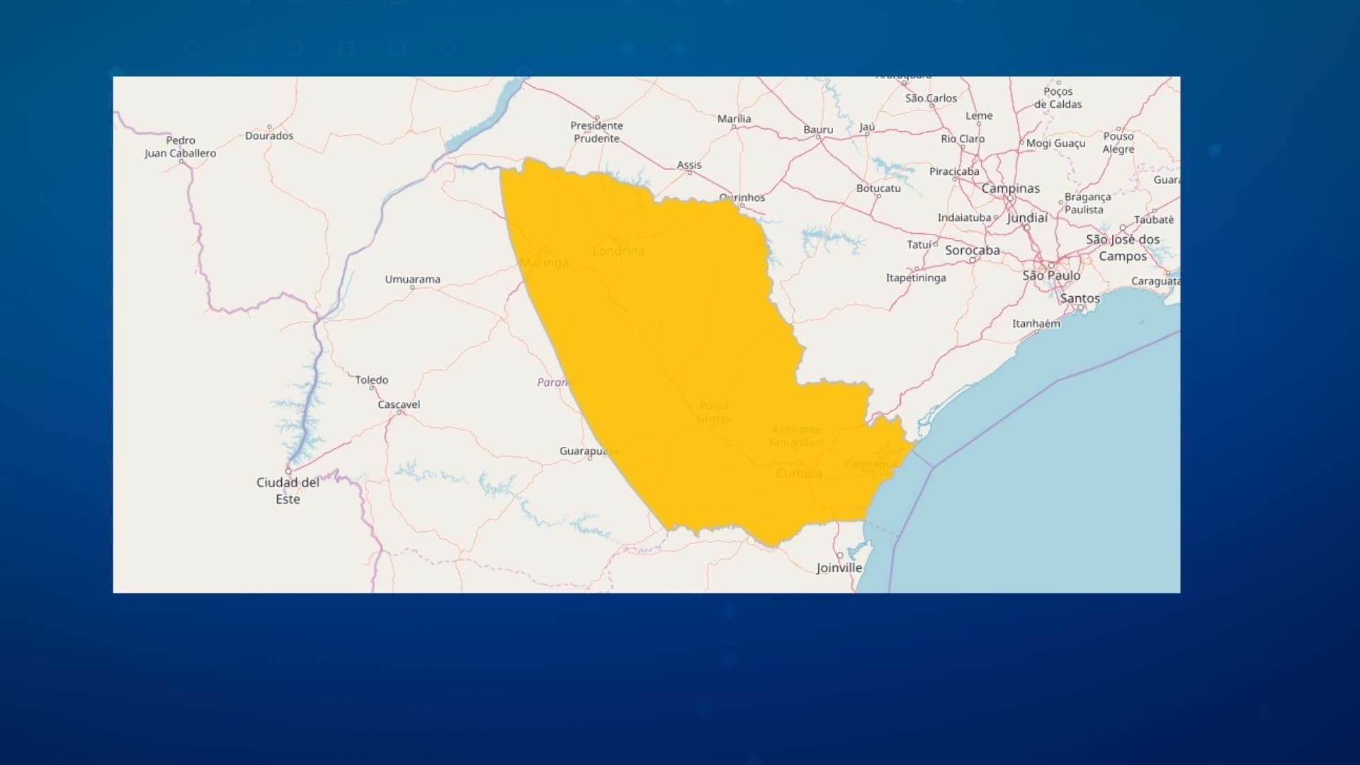Alerta Amarelo vigente no Paraná 