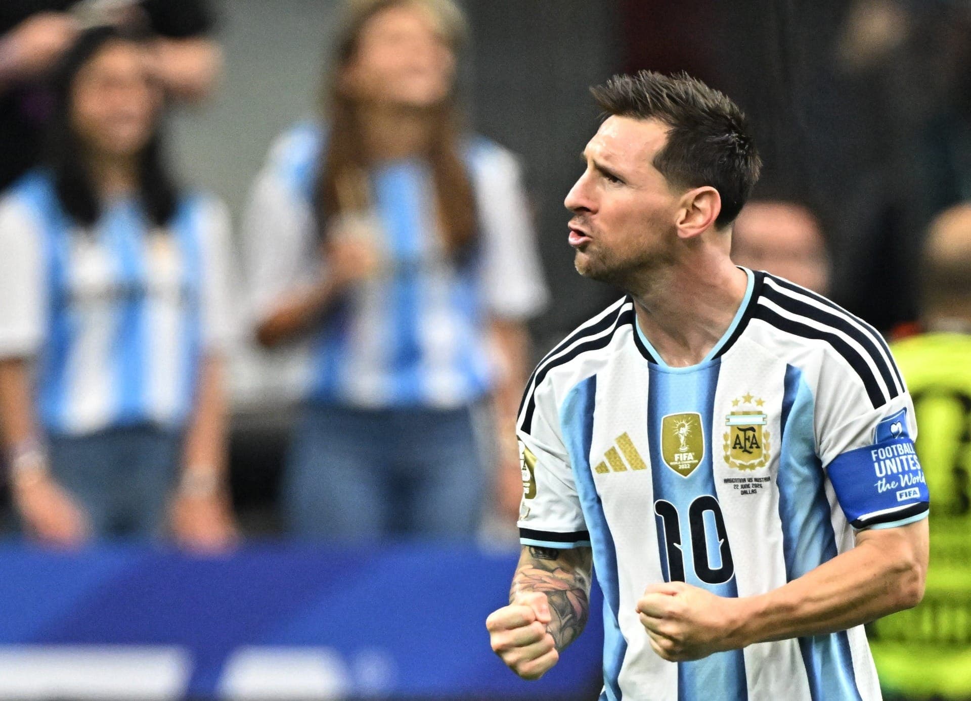 Messi durante Argentina x Áustria