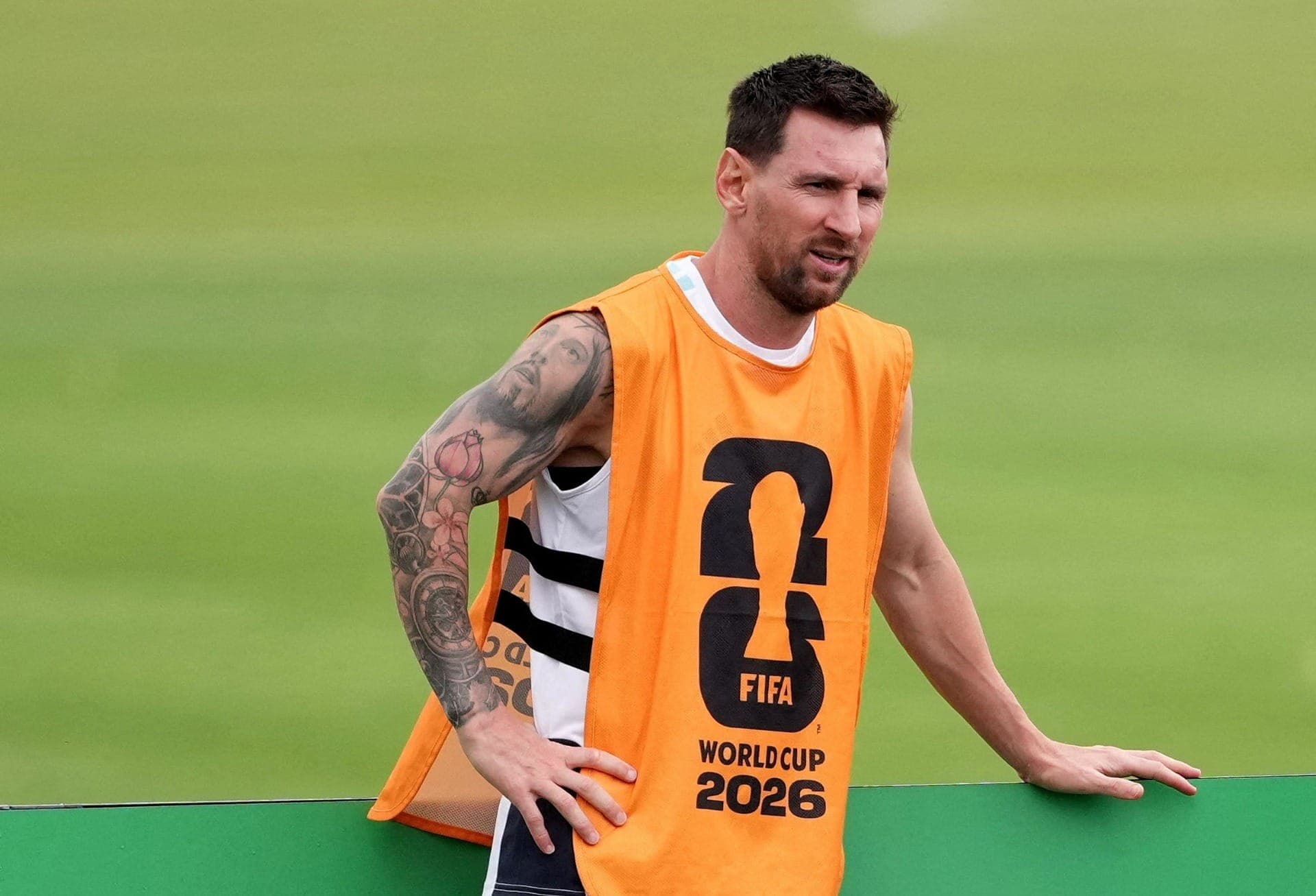 Lionel Messi em treino da Argentina