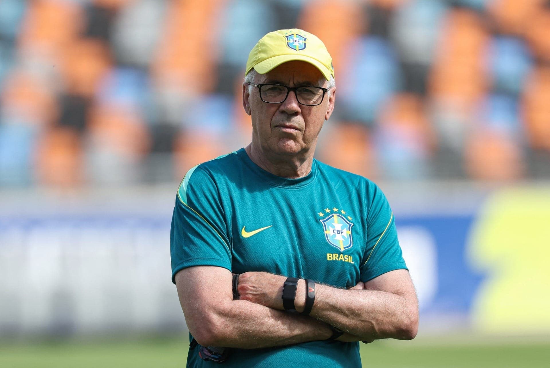 Ancelotti em treino do Brasil