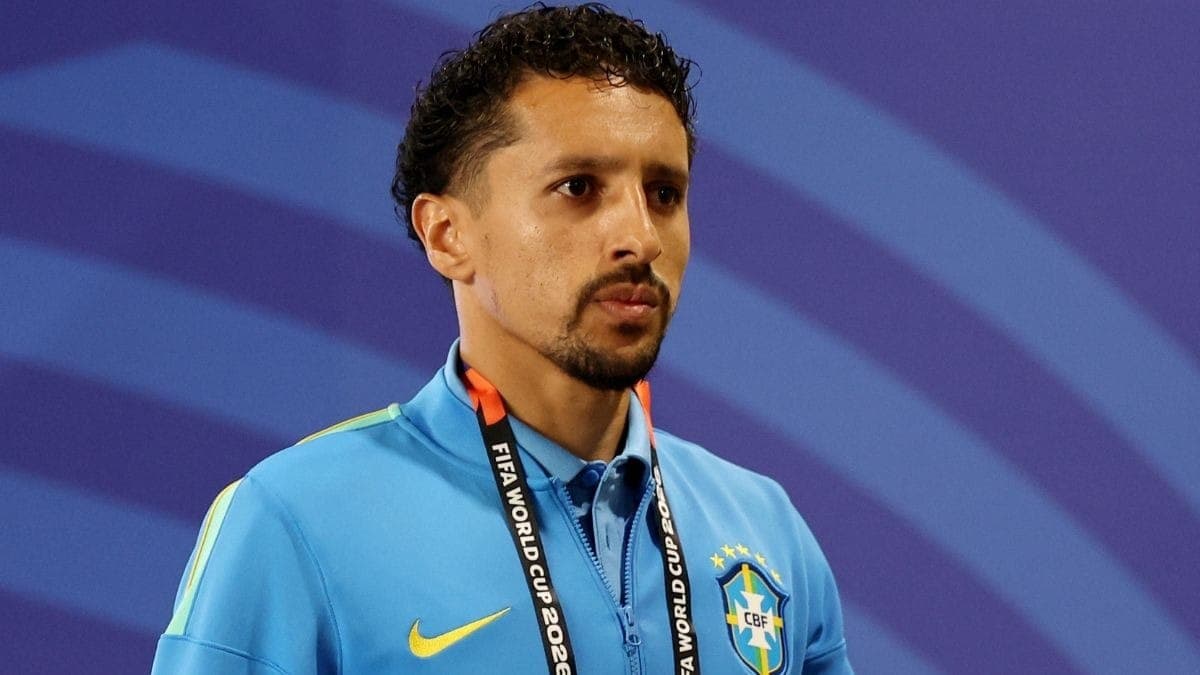Marquinhos na chegada ao estádio de Houston