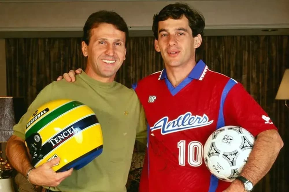 Zico e Ayrton Senna no GP de Suzuka de 1993