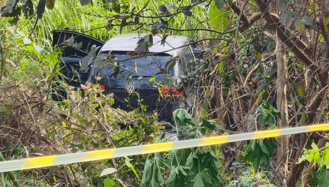 Carro perdeu o controle e caiu em um barranco 