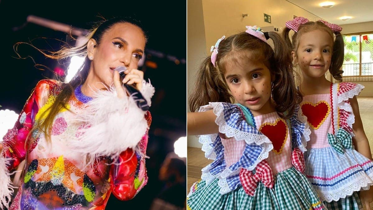 Ivete Sangalo comemora 5 anos das gêmeas Marina e Helena