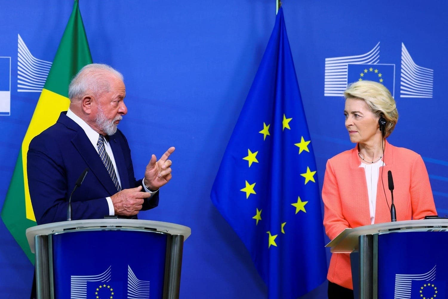 Lula e Ursula von der Leyen, presidente da Comissão Europeia