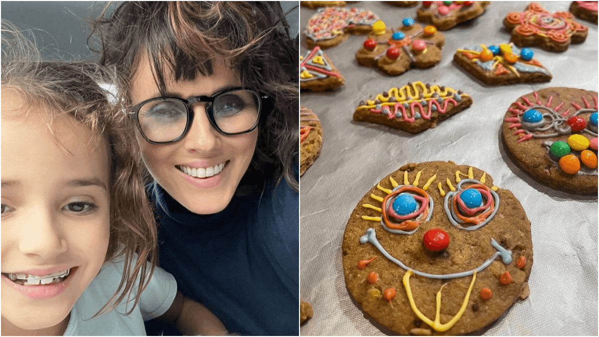 Helena Rizzo e a filha fazem biscoitinhos de Natal