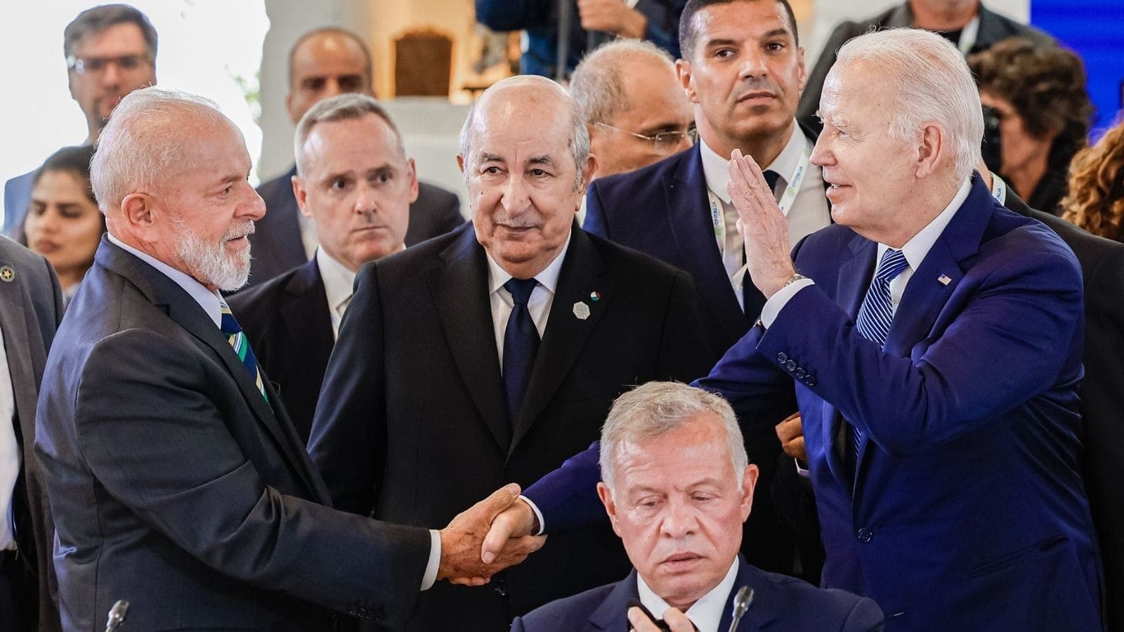 Lula e Joe Biden na cúpula do G7