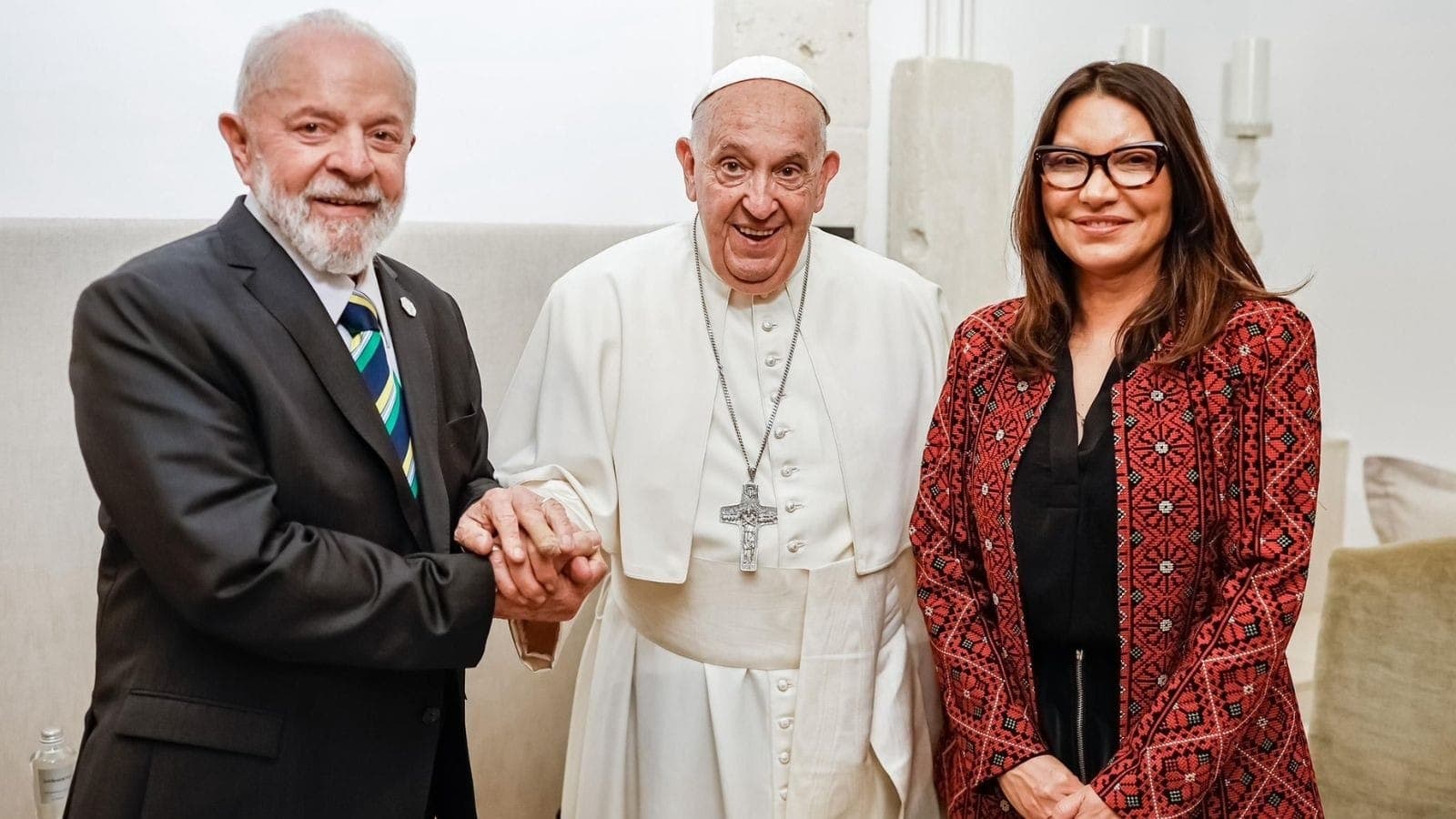 Lula, Papa Francisco e Janja