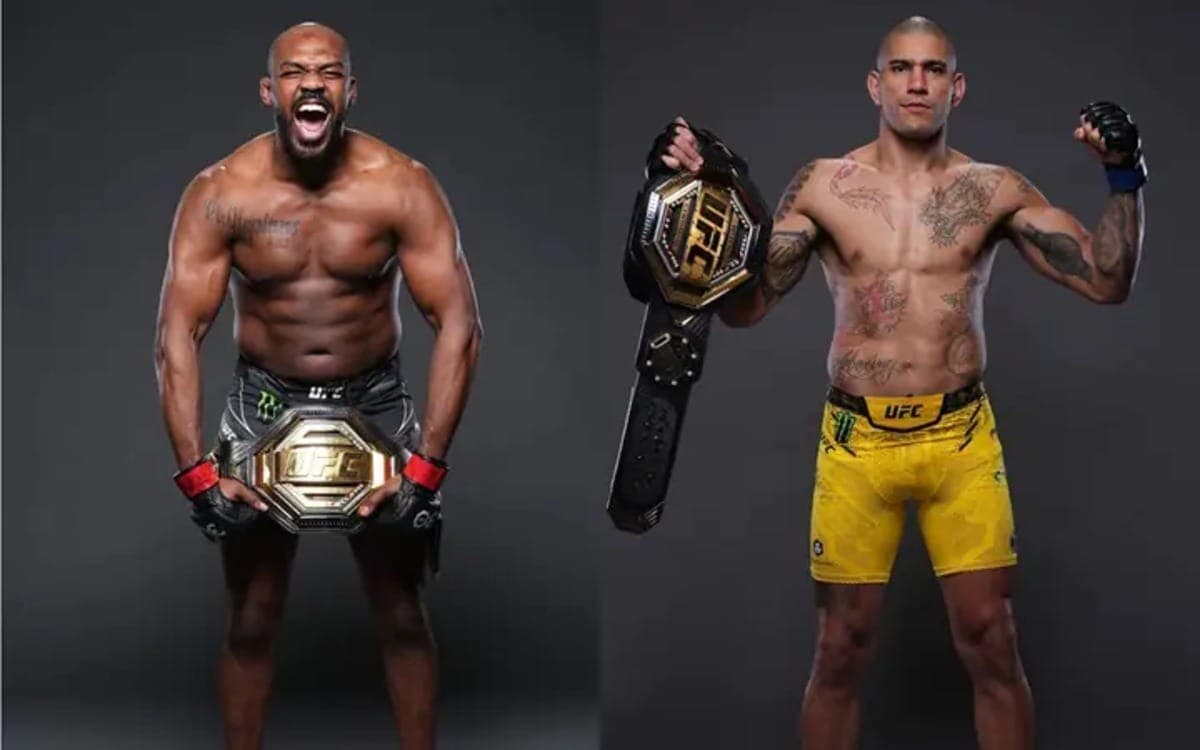 Jon Jones e Poatan com cinturões do UFC