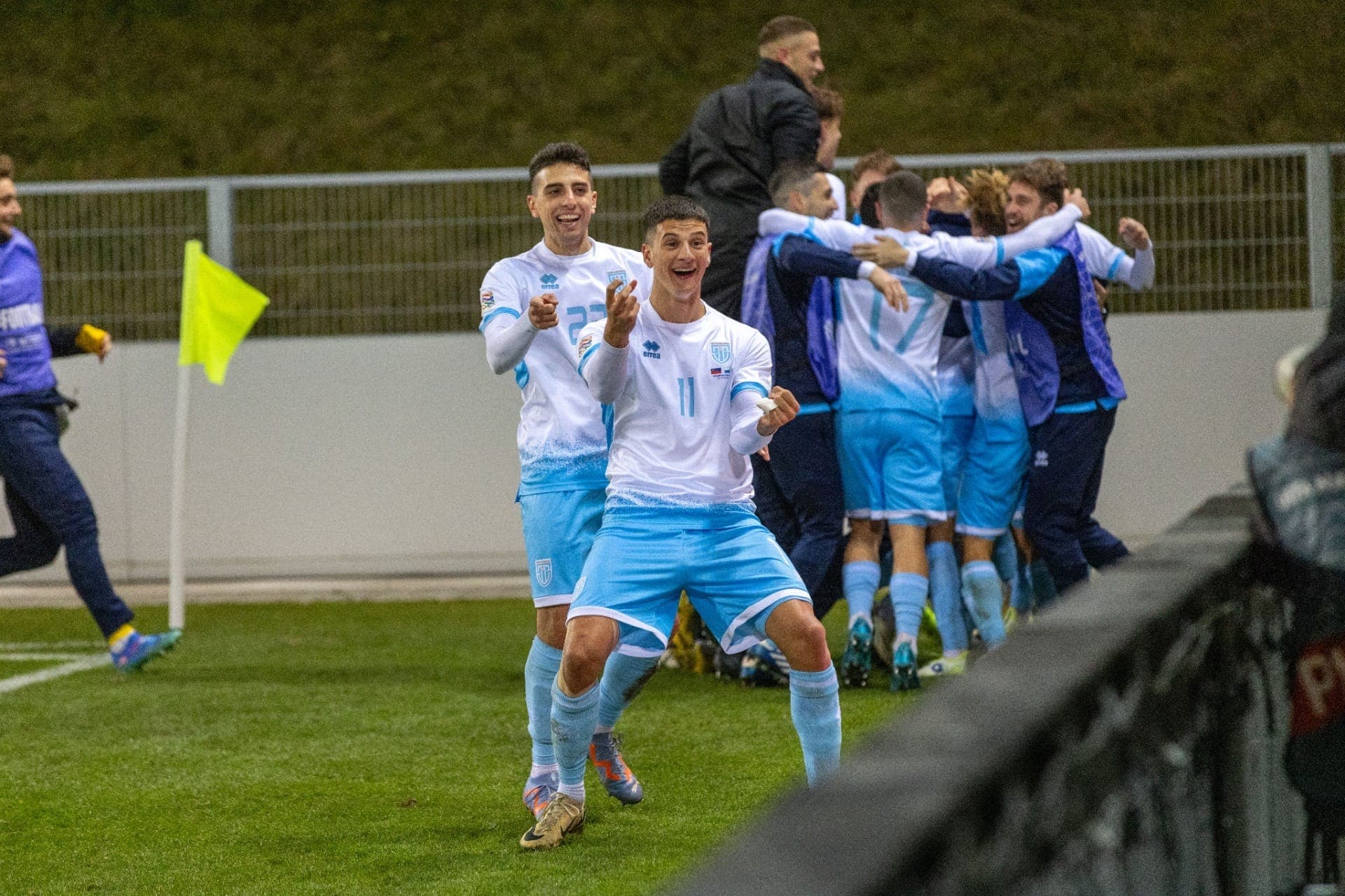 San marino comemora gol na Liga das Nações