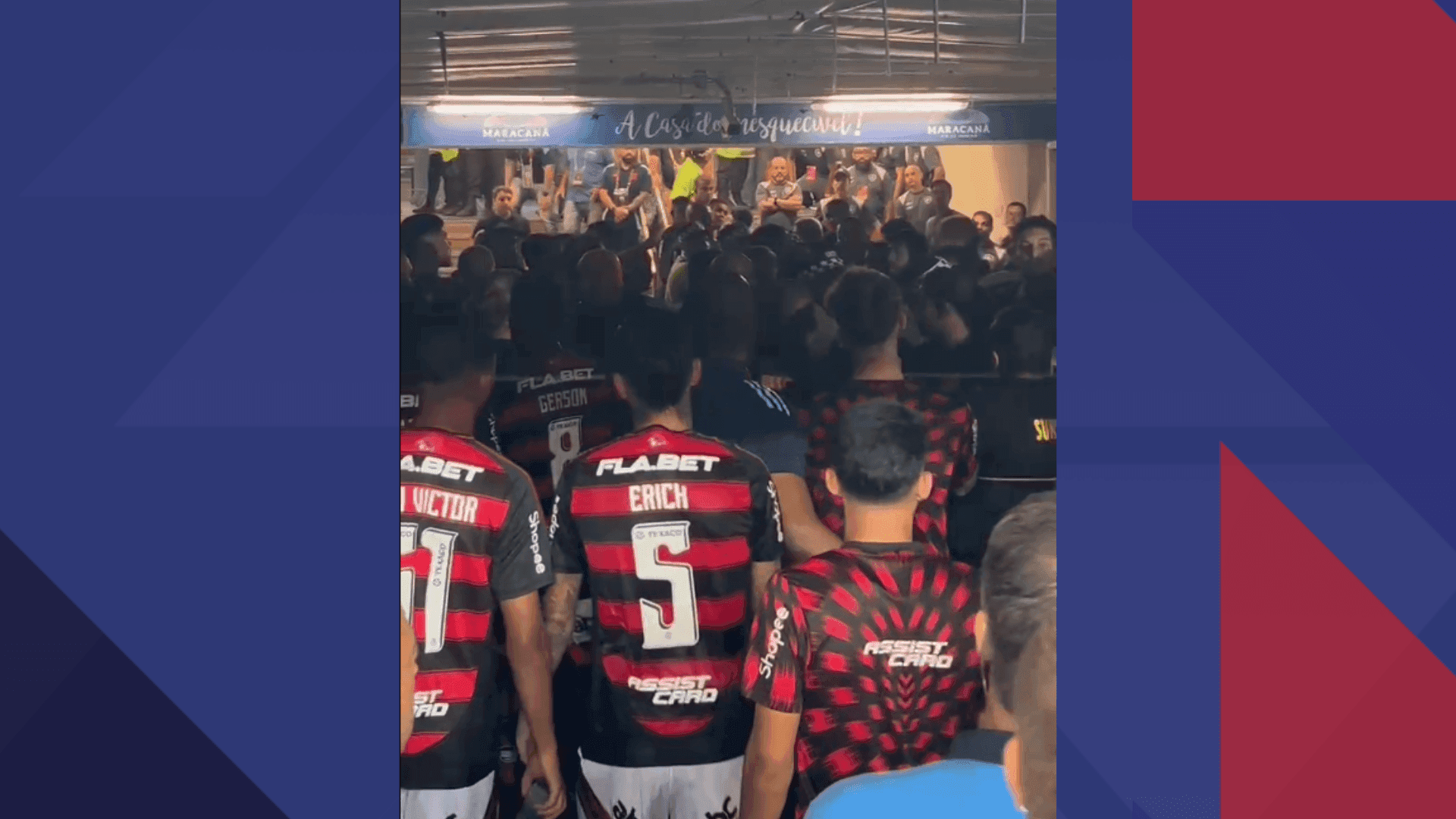 Briga no túnel que dá acesso aos vestiários