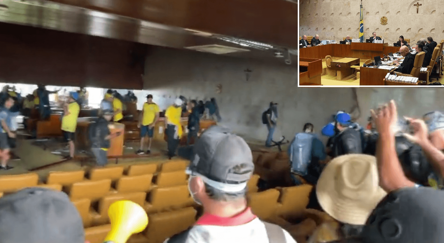 Manifestantes bolsonaristas invadem o plenário do STF