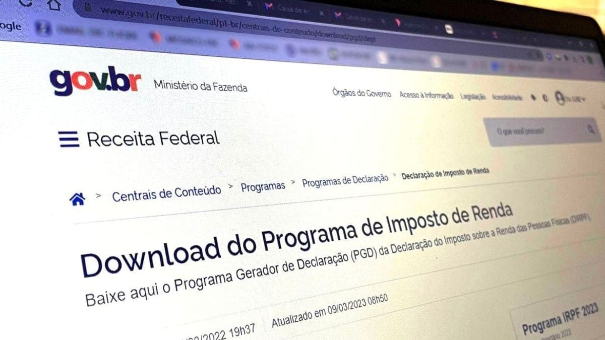 Página de download do Programa de Imposto de Renda