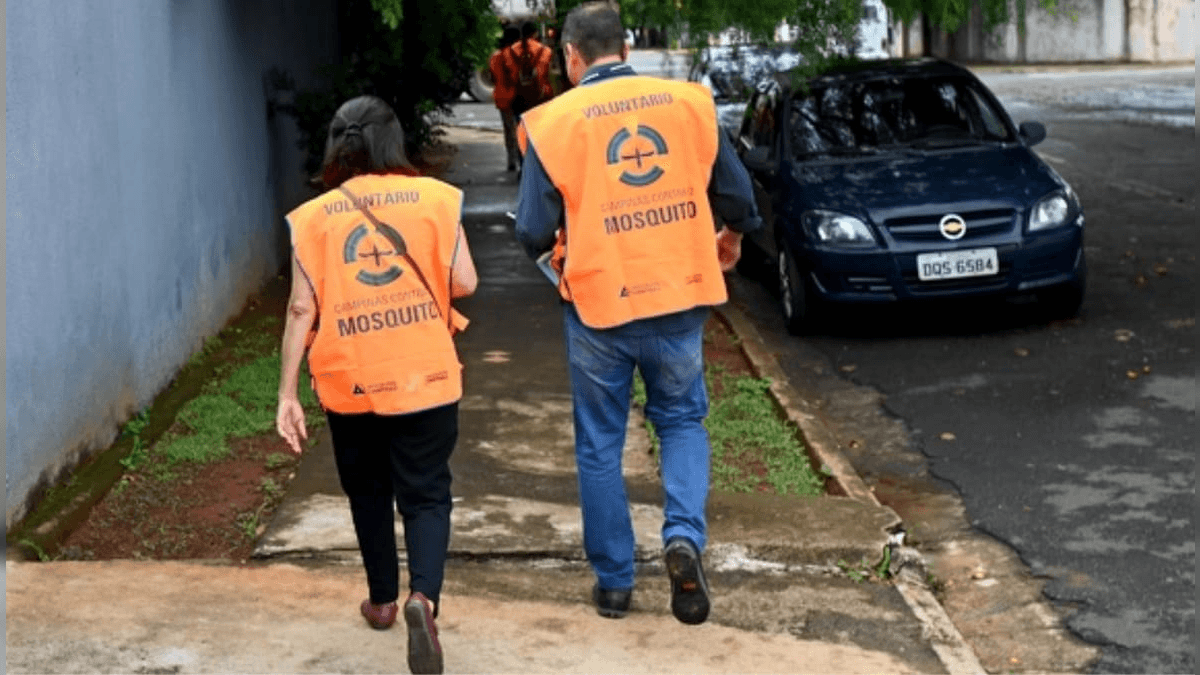 Voluntários durante mutirão para combate à dengue em Campinas