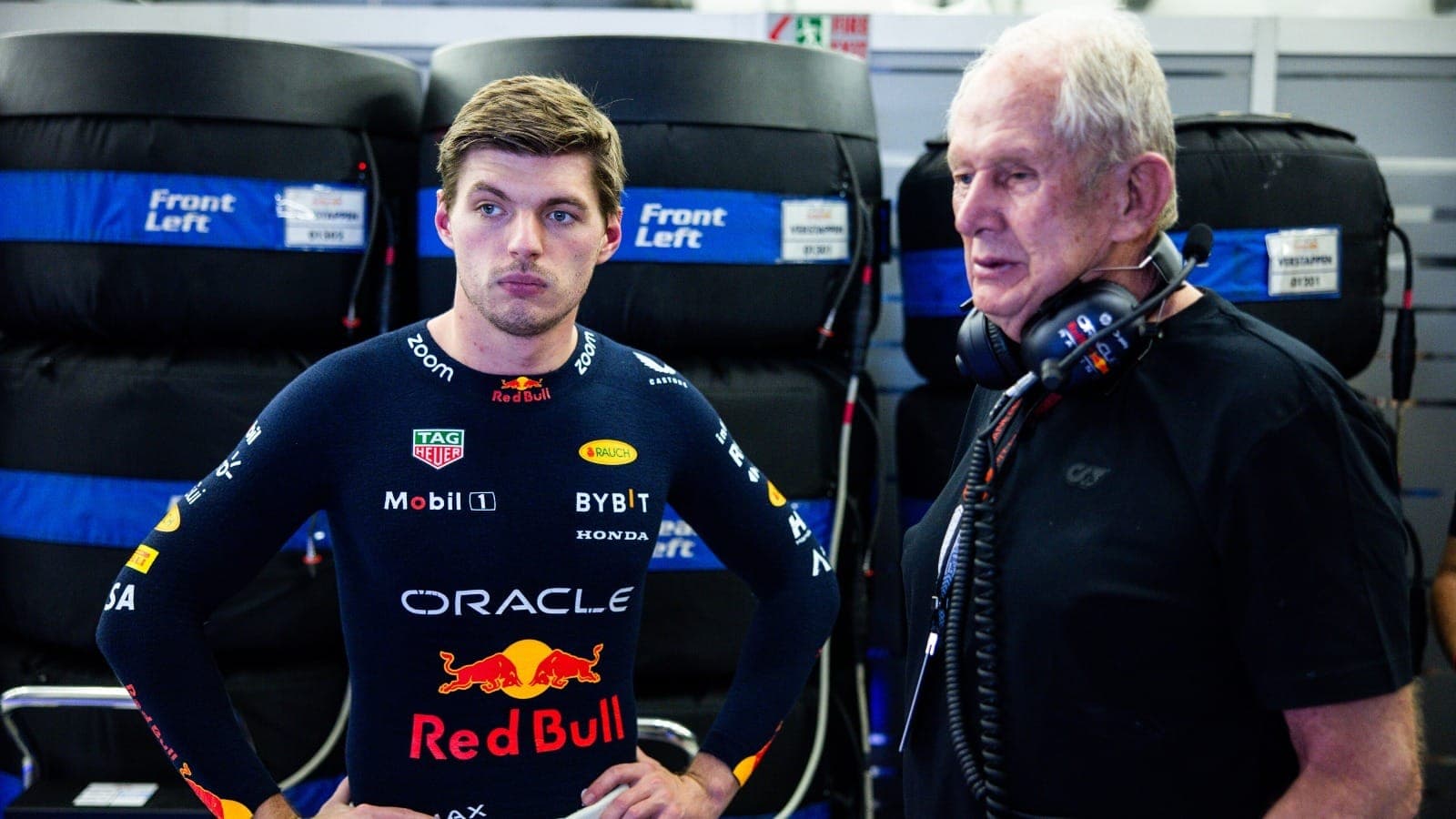 Max Verstappen (Red Bull) e Helmut Marko no GP do Bahrein 2024