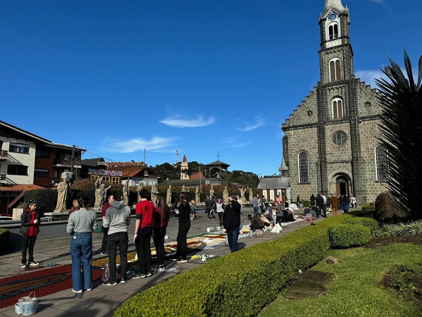 Gramado durante feriado do Corpus Christi