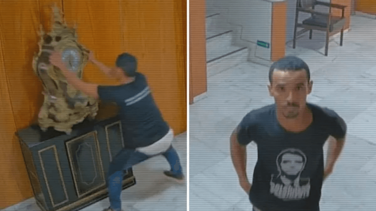 Homem flagrado destruindo relógio histórico no Palácio do Planalto