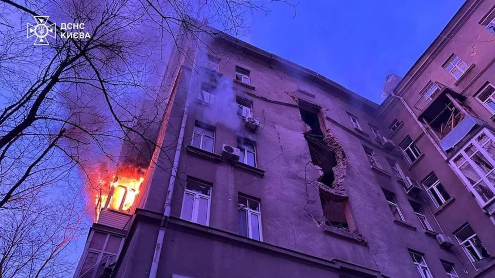 Prédio em Kiev, na Ucrânia, após ataque russo