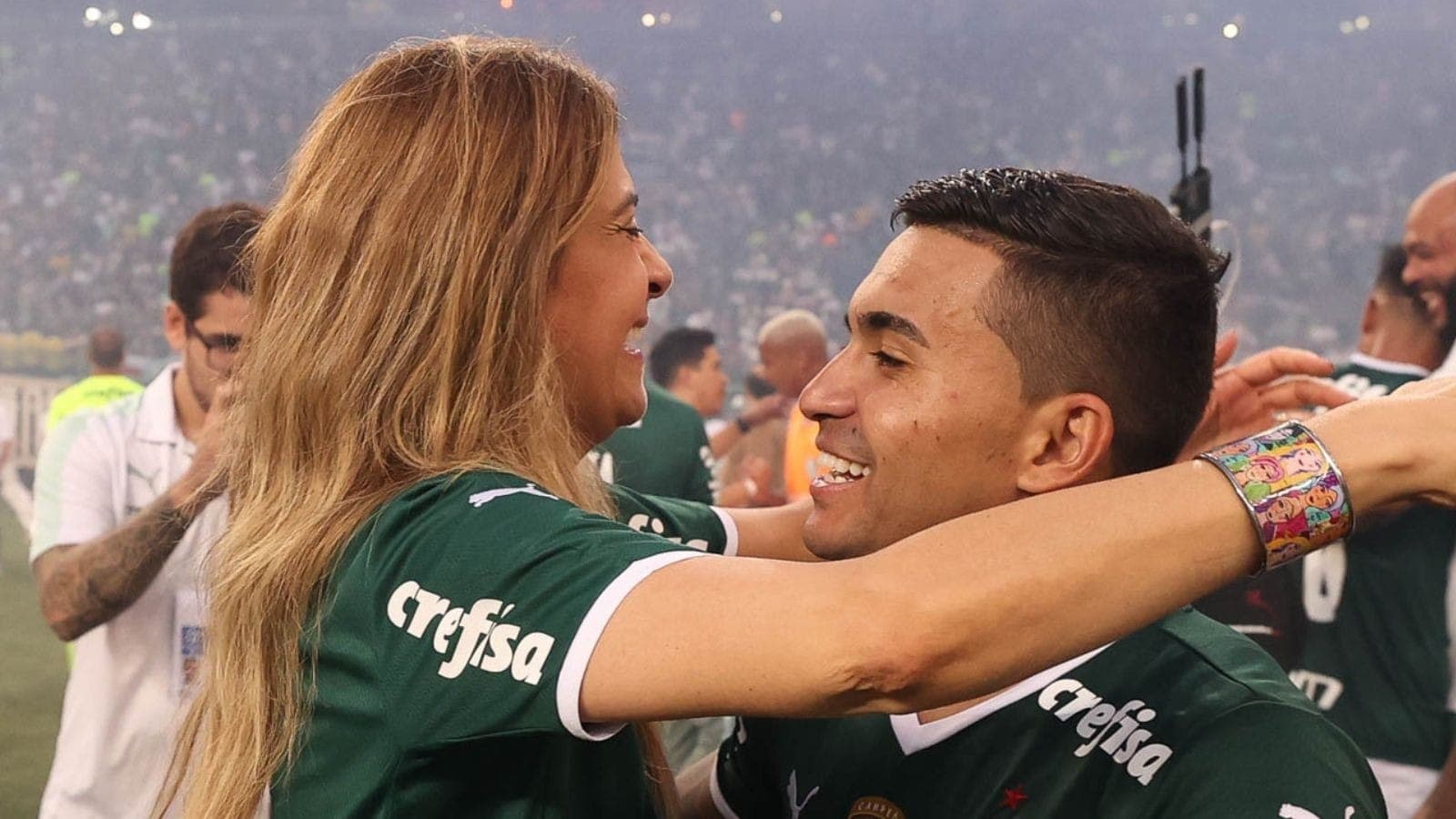 Leila Pereira e Dudu comemoram título brasileiro de 2022