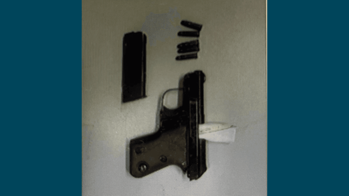 A pistola apreendida, sem registro e de uso restrito, era de um principal suspeito de violência doméstica