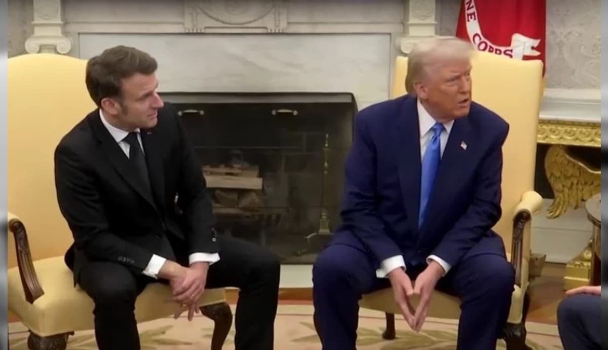 Macron (na esquerda) e Trump (na direita), em reunião na Casa Branca