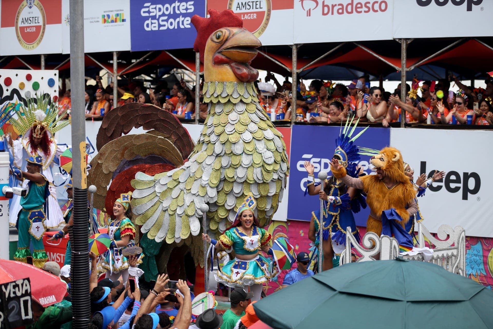 Galo da Madrugada, maior bloco de Carnaval do mundo, desfila pelas ruas do centro de Recife (PE), neste sábado (14)