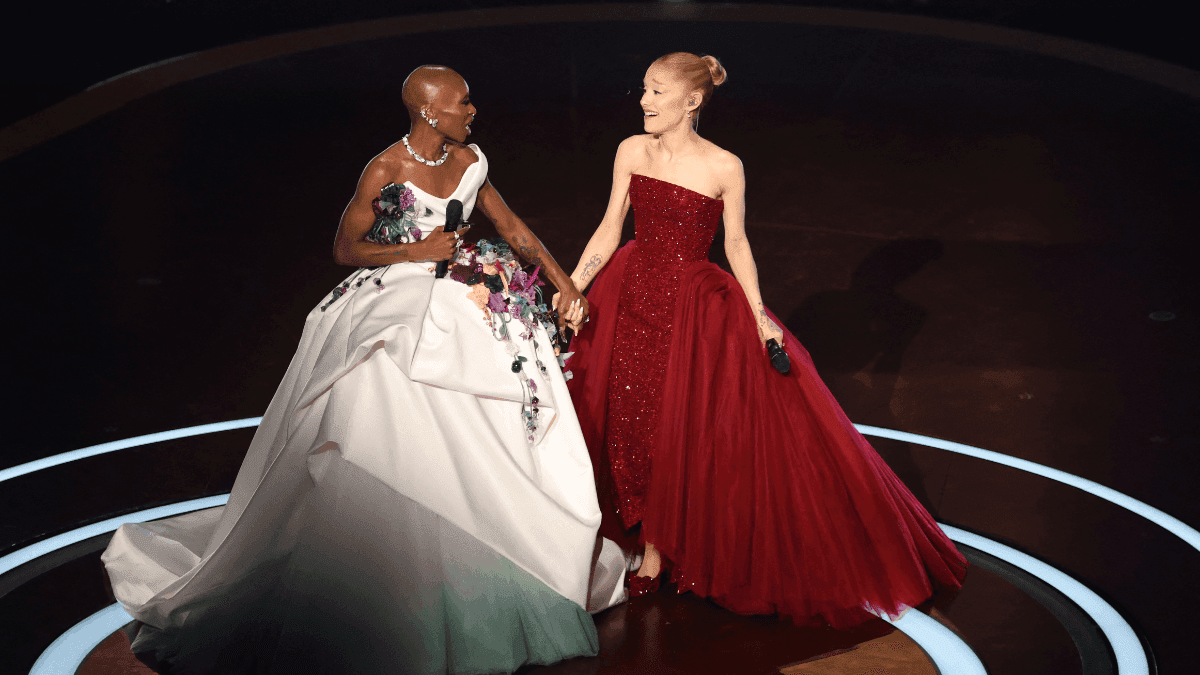 Cynthia Erivo e Ariana Grande no Oscar 2025, que acontece no Dolby Theater em Los Angeles, na Califórnia, Estados Unidos