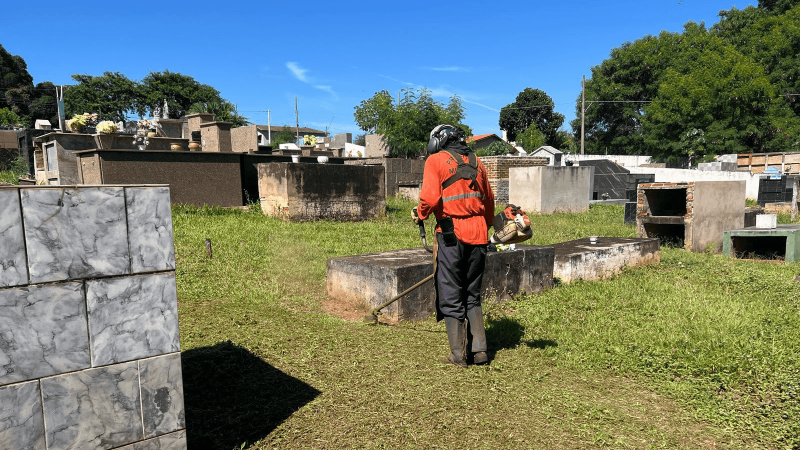 As equipes fazem corte de galhos e outras ações de zeladoria