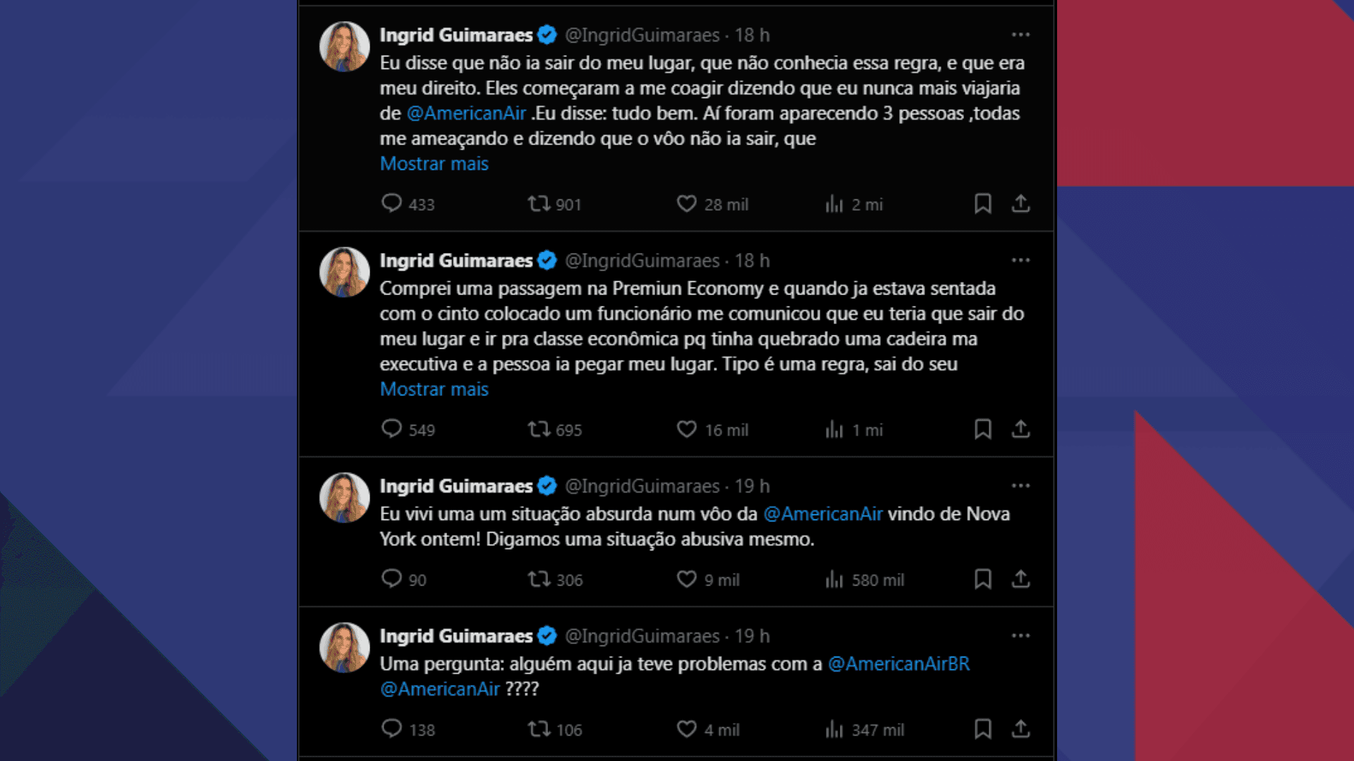 Post da atriz Ingrid Guimarães nas redes sociais neste domingo (9)