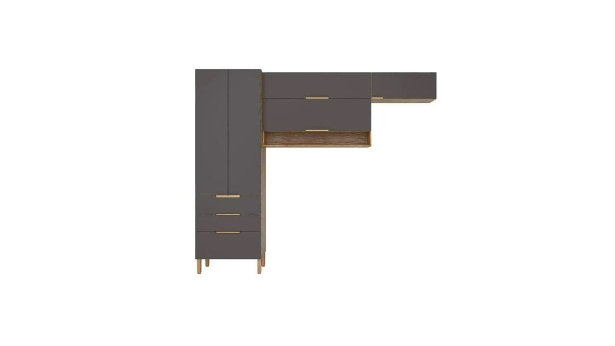 Cozinha Compacta Bartira Topázio UP com 5 Portas, 3 Gavetas e 4 Prateleiras