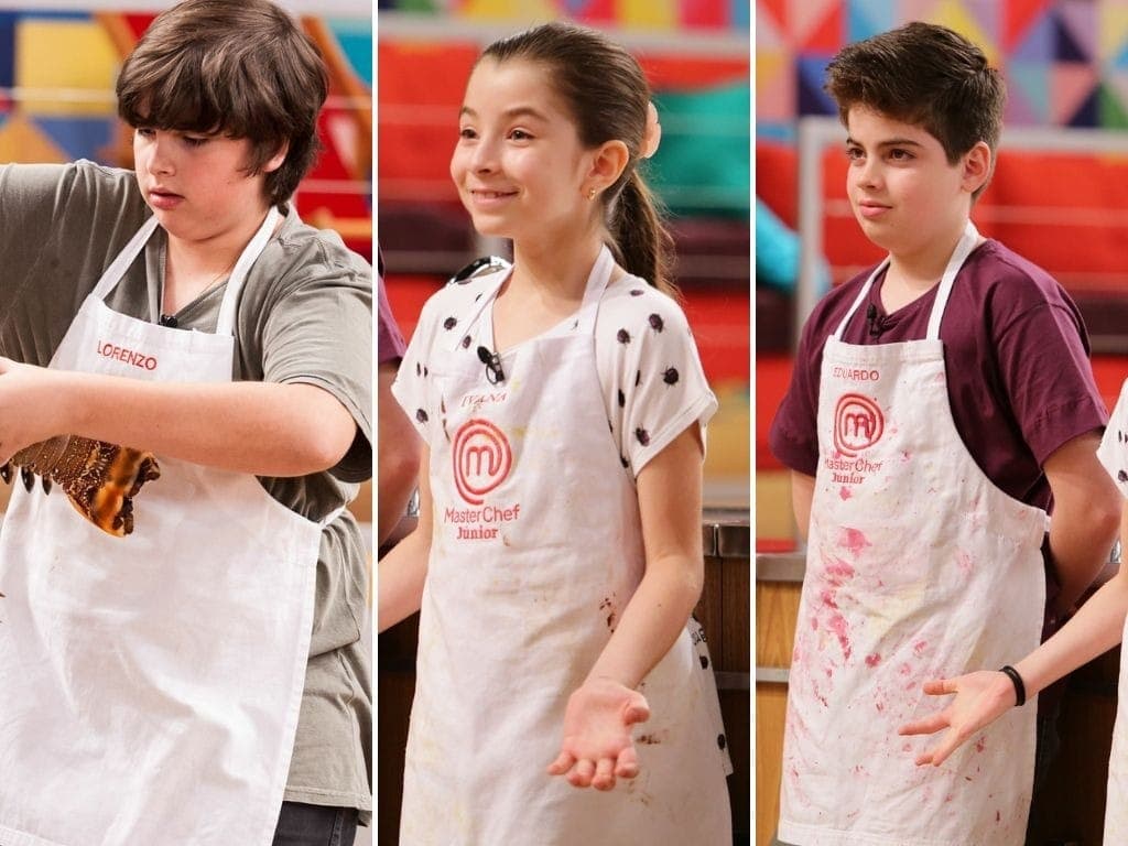 Lorenzo, Ivana e Eduardo na primeira temporada do MasterChef Júnior