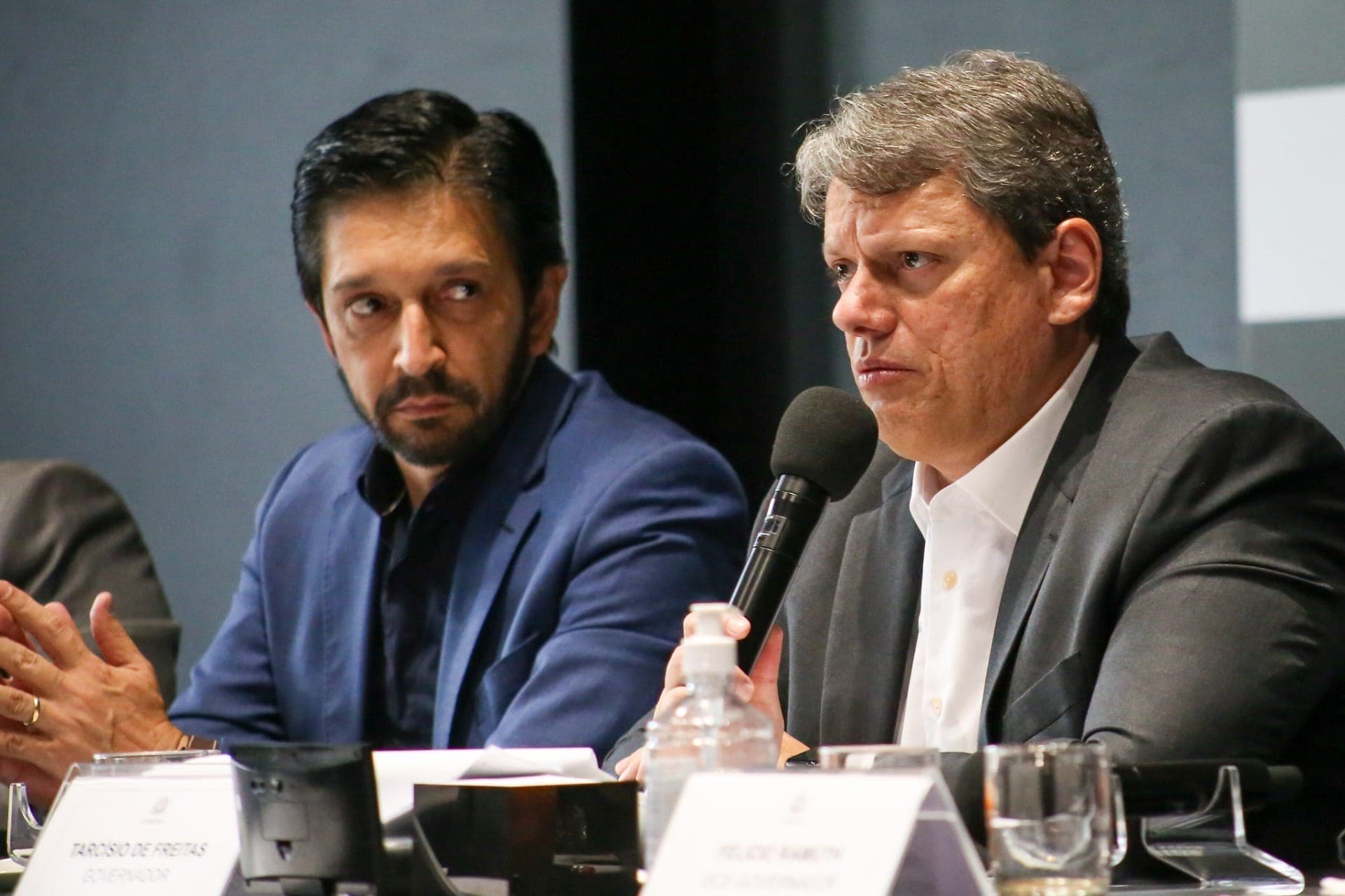 Prefeito de São Paulo, Ricardo Nunes; e o governador Tarcísio de Freitas