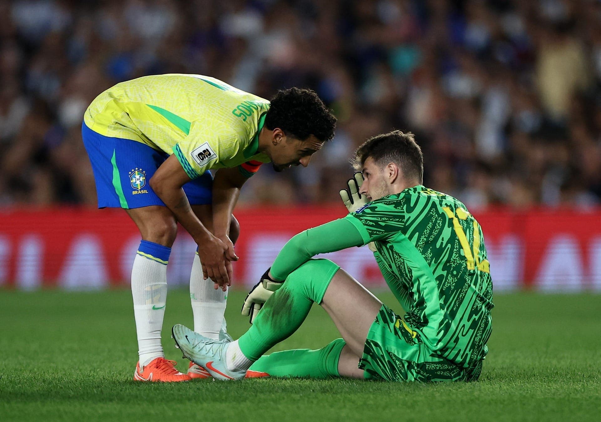 Marquinhos e Bento no jogo do Brasil contra a Argentina
