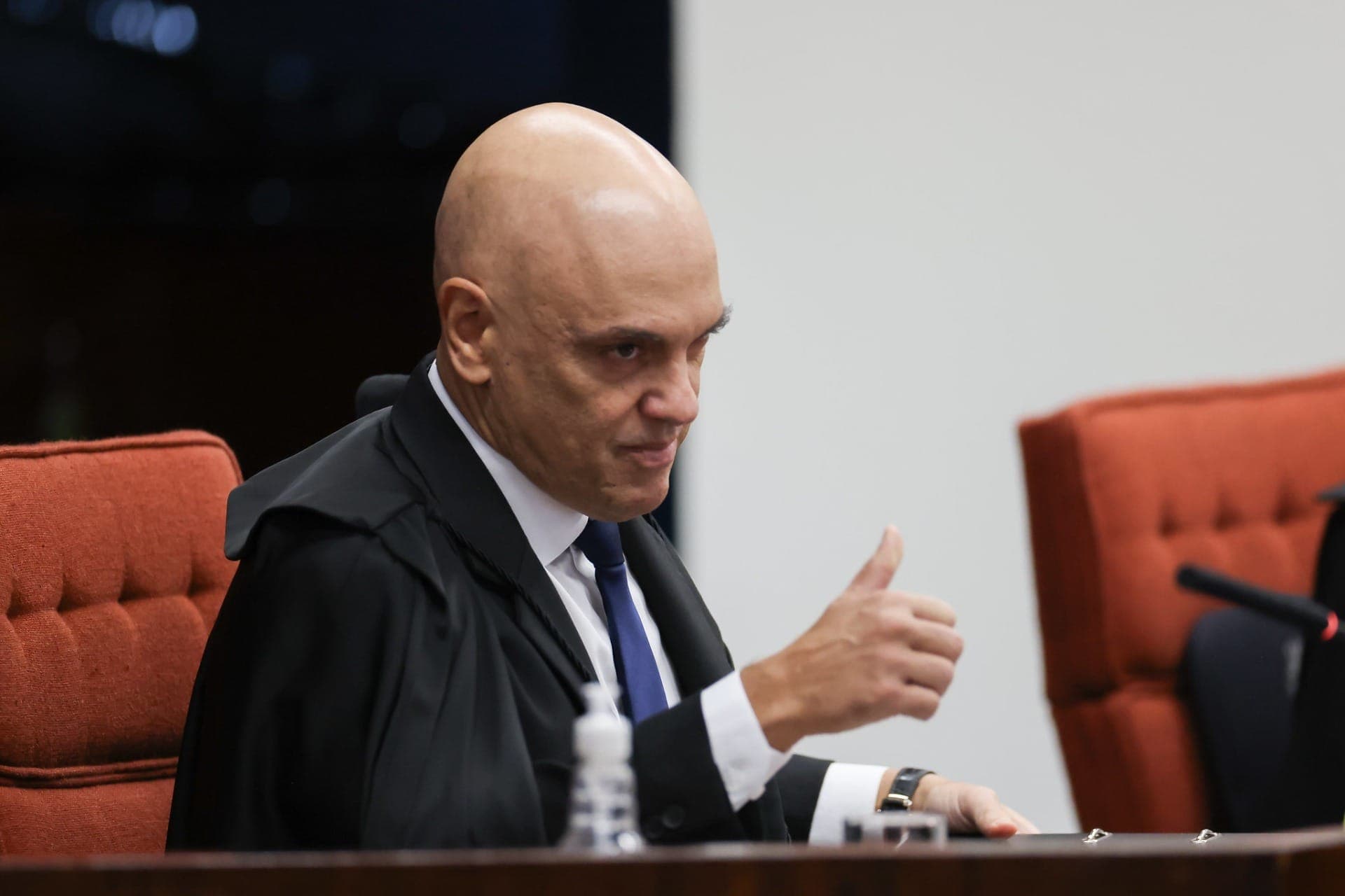Ministro do Supremo Tribunal Federal (STF), Alexandre de Moraes, no segundo dia de julgamento da denúncia da PGR contra Bolsonaro e outros sete
