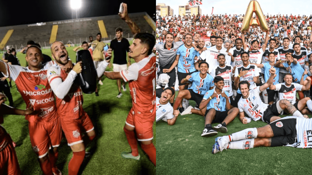 Jogadores do Capivariano e do Primavera comemoram a classificação para a Séria A1 do Paulistão 2026