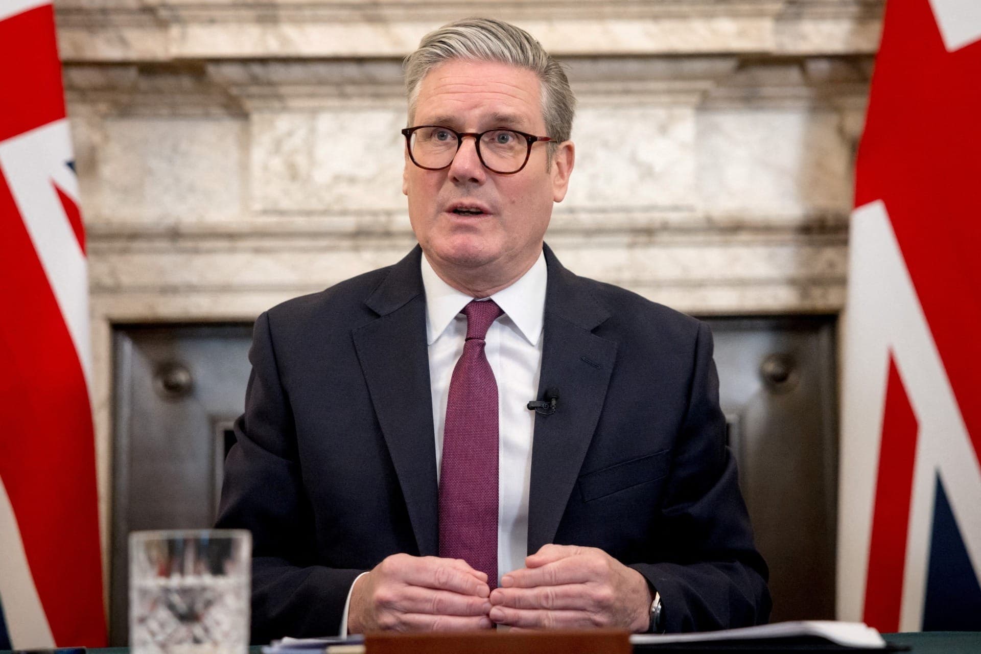 Primeiro-ministro britânico, Keir Starmer, em coletiva de imprensa