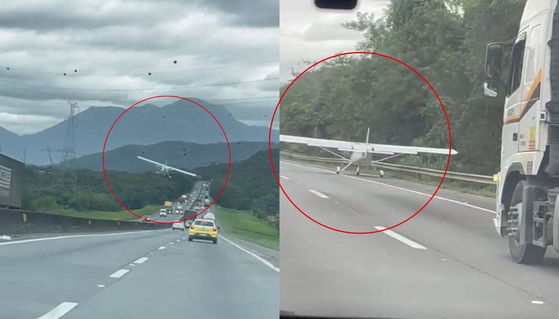 Avião faz pouso forçado na BR-101 em Santa Catarina