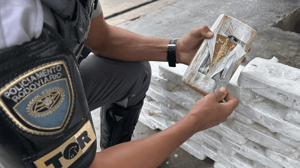 Foram apreendidas 67 tabletes de pasta base de cocaína