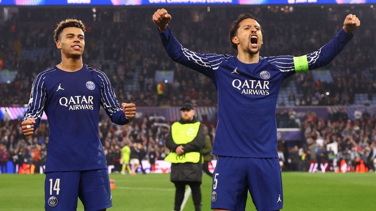 Marquinhos celebra vaga do PSG nas semis da Champions