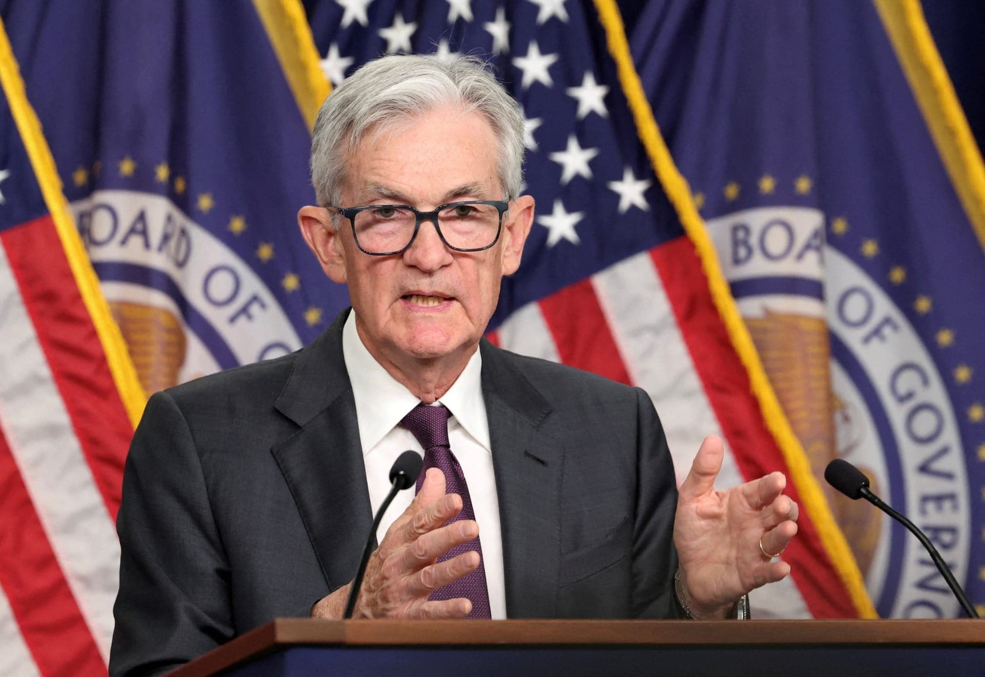 Presidente do Banco Central dos EUA, Jerome Powell, fala durante coletiva de imprensa