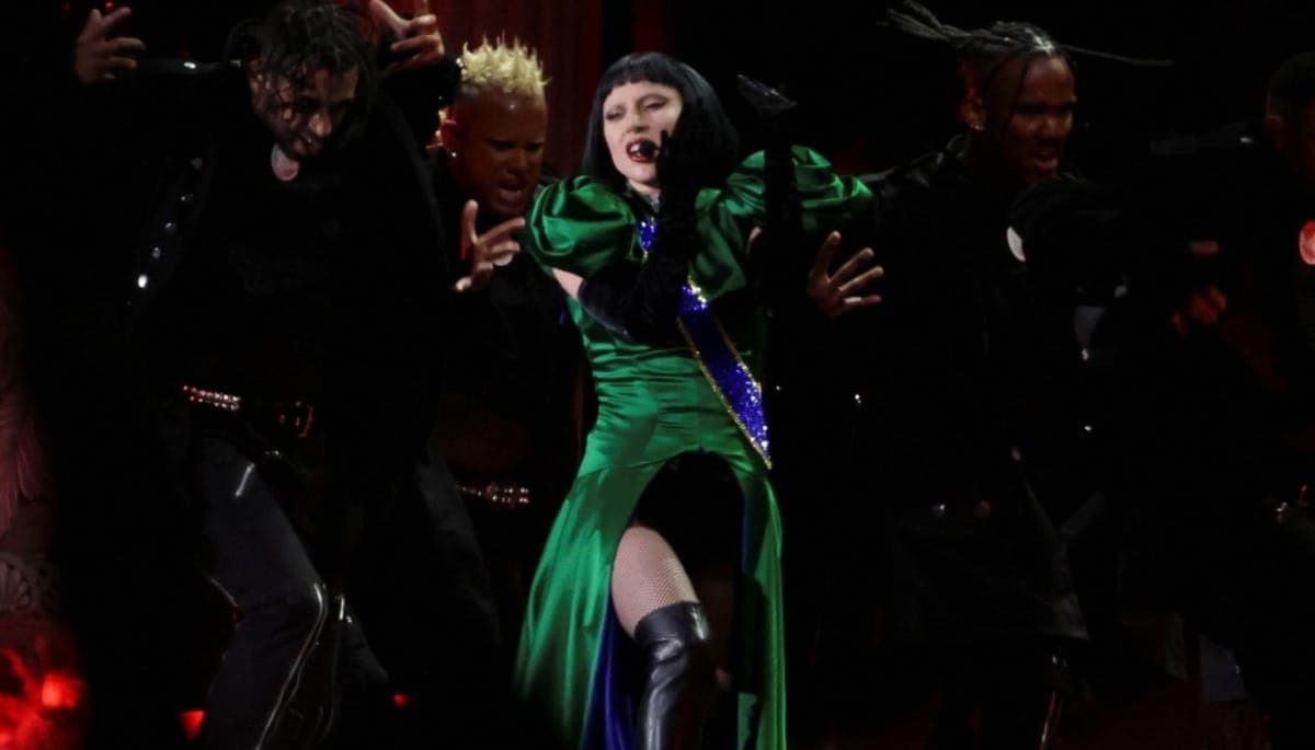 Lady Gaga durante show em Copacabana, no Rio de Janeiro