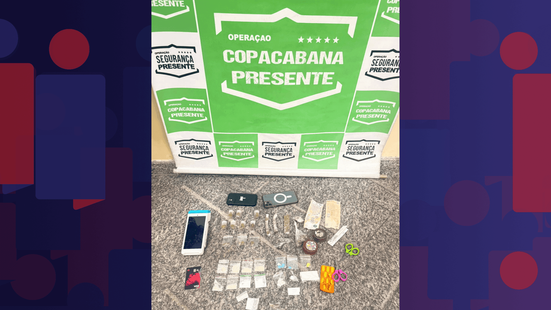 Na abordagem, foram encontradas grandes quantidades de cocaína, ecstasy e maconha