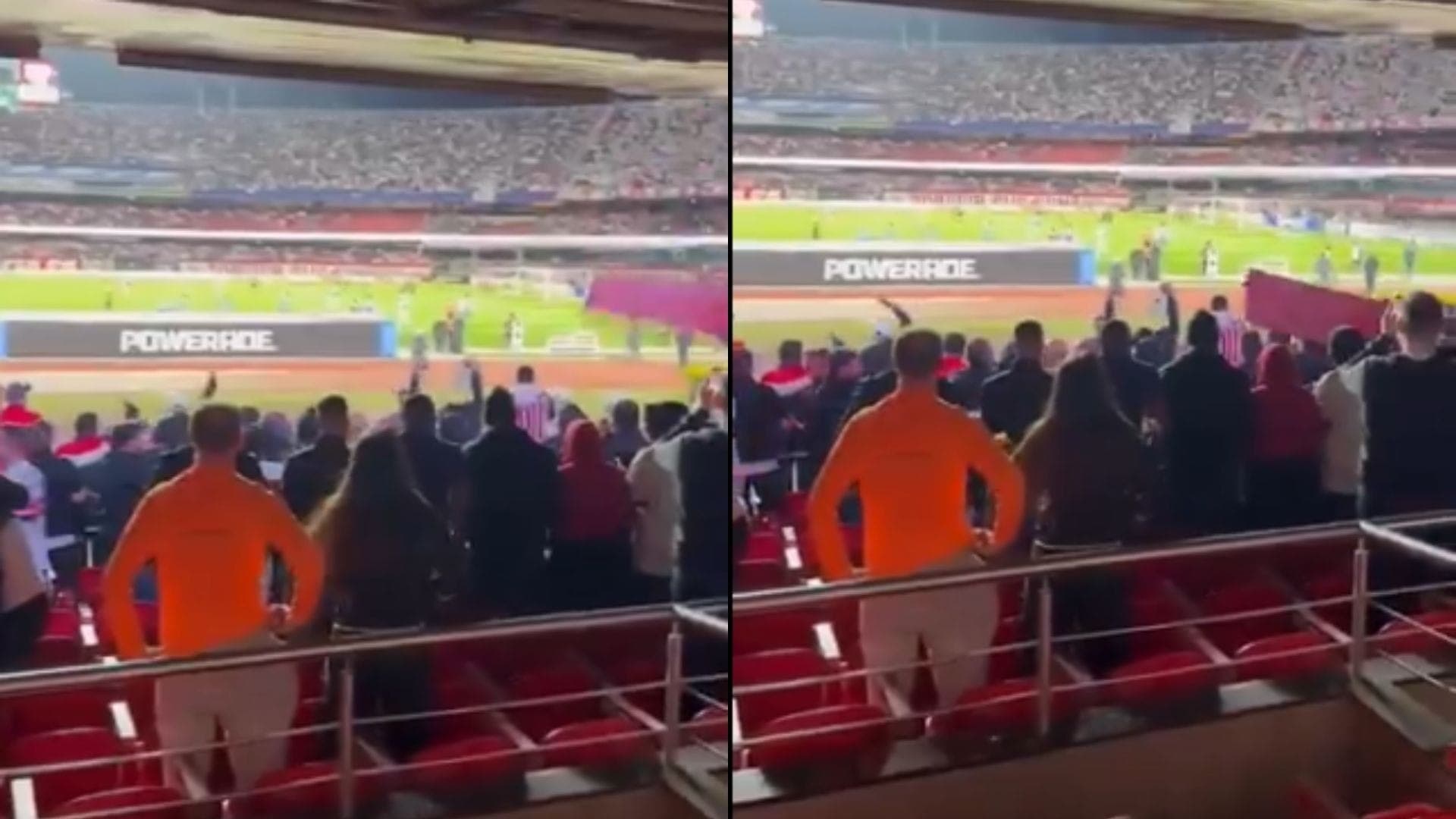 Placa caiu em torcedores após gol de Lucca