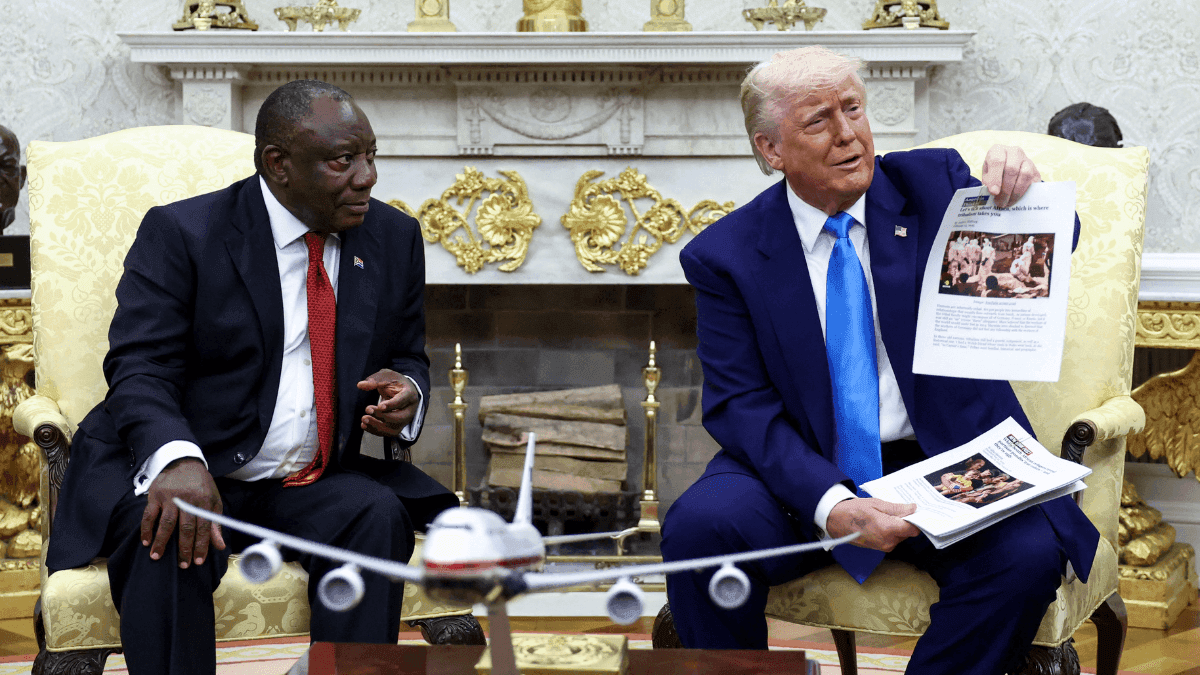 Donald Trump e o presidente da África do Sul, Cyril Ramaphosa