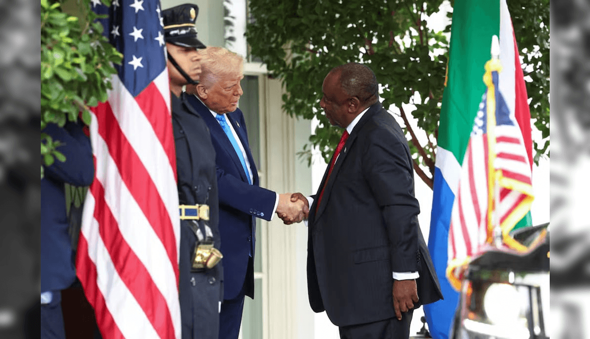 Trump e Ramphosa durante encontro na Casa Branca