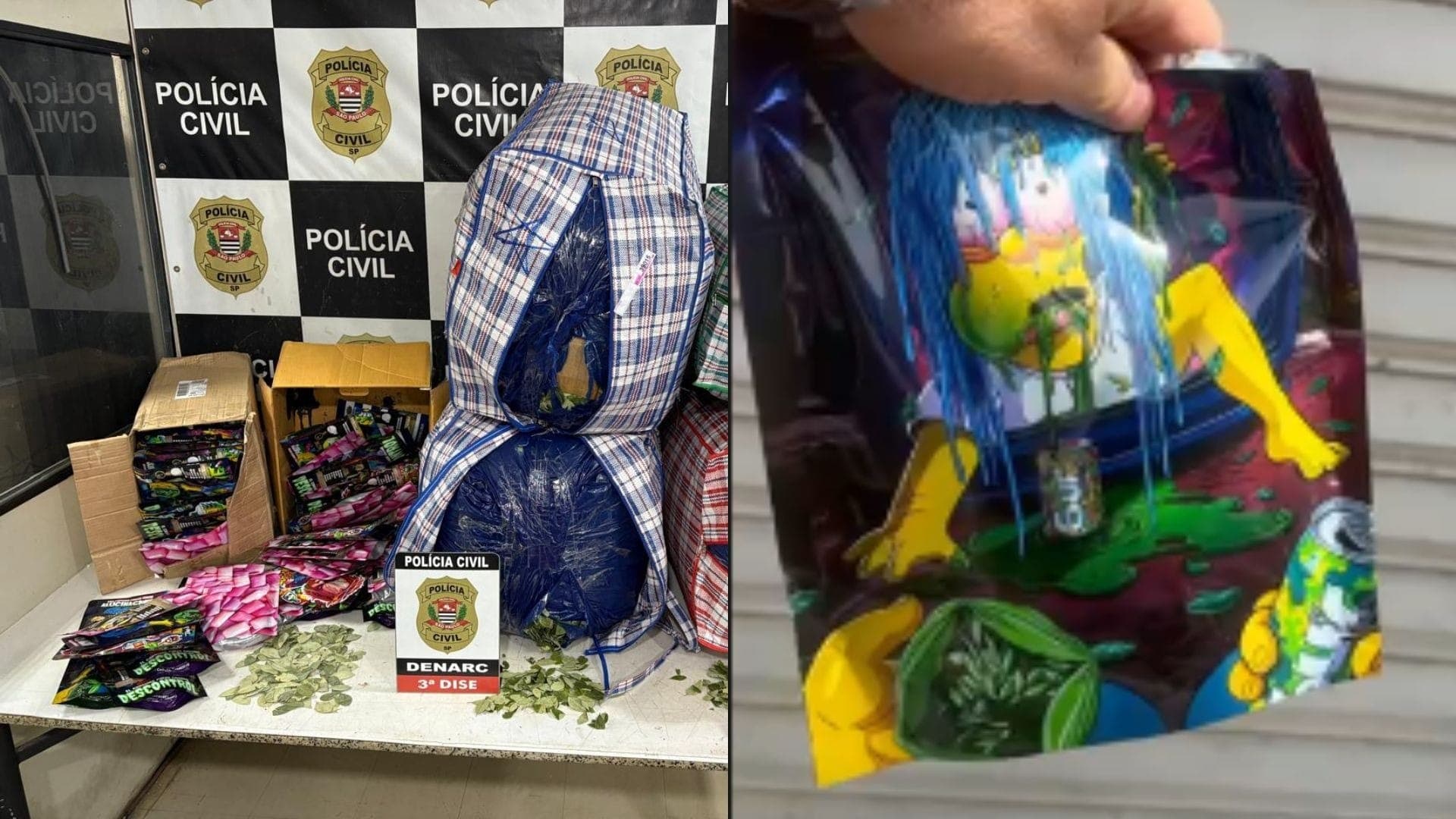 Polícia apreendeu bolo mágico e fardos de folha de coca