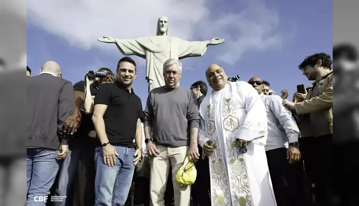 Carlo Ancelotti visita o Cristo Redentor neste sábado (31) e recebe bênção