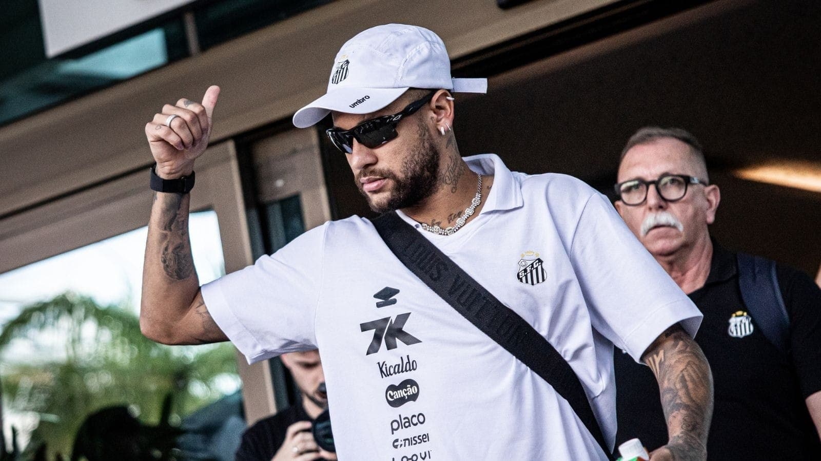 Neymar na concentração do Santos