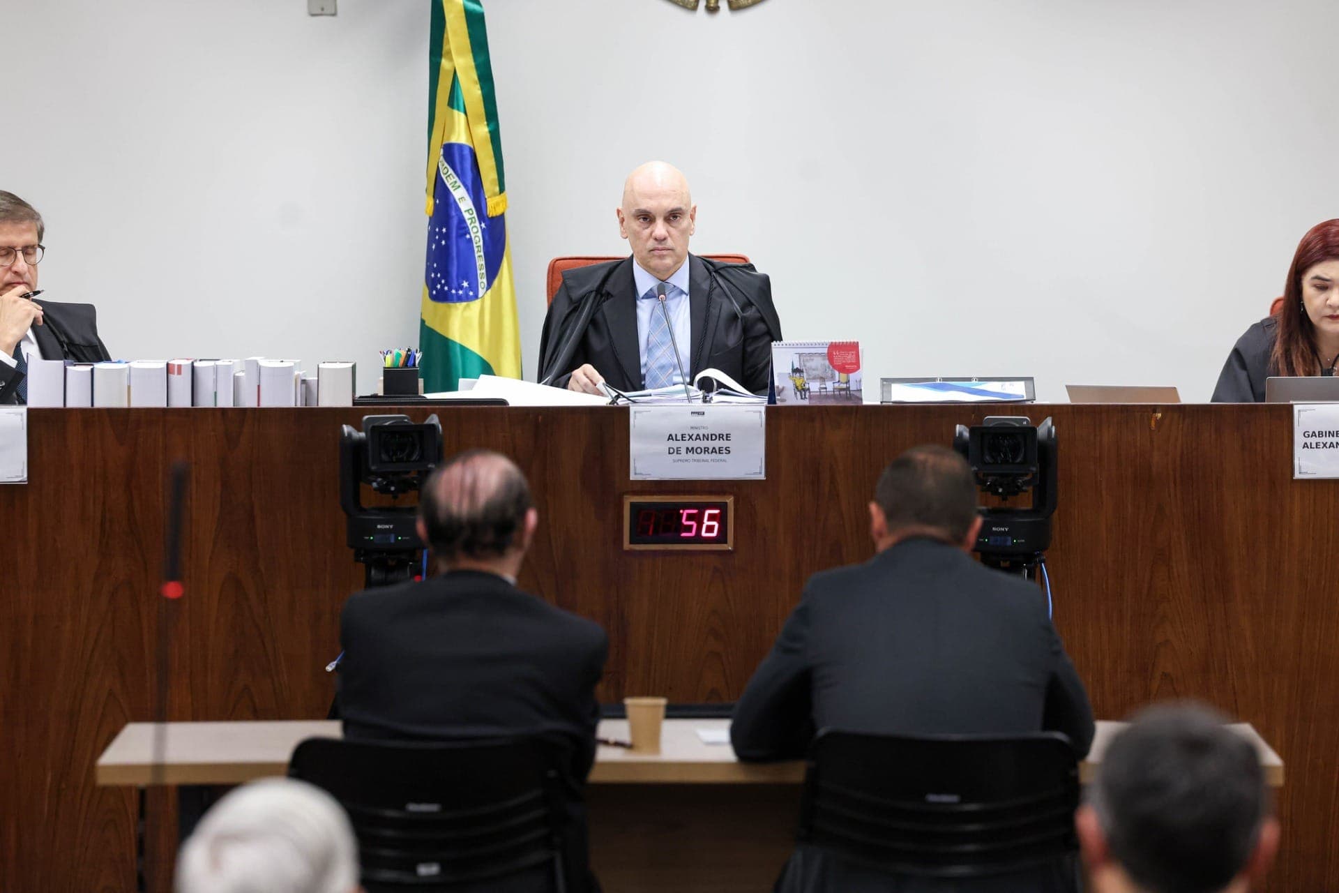 Ministro Alexandre de Moraes durante o primeiro dia de depoimentos sobre a trama golpista